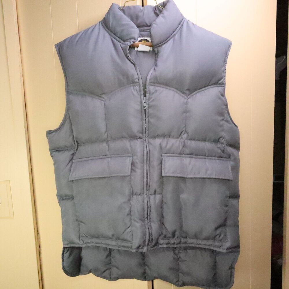 Miller outerwear Puffy Padded Vest Mens Size L Gray 2 Hook & Loop Pockets